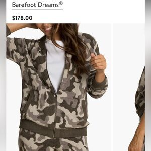 Barefoot Dreams CozyChic Ultra Lite Camo Zip-Up Bomber - Size XS